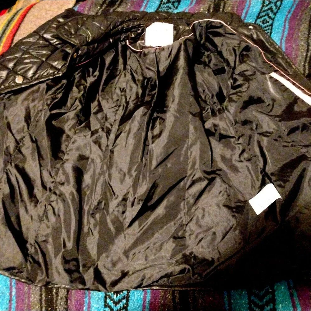 Kate Spade Black Diamond Quilted Coat L Old Money Equestrian Quiet Luxury Preppy - Picture 9 of 9